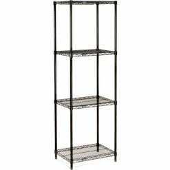 Nexel® Black Epoxy, 4 Tier, Wire Shelving Starter Unit, 48"W x 14"D x 63"H 15 Nexel® Black Epoxy, 4 Tier, Wire Shelving Starter Unit, 48"W x 14"D x 63"H -Shelving Sales Store B970151 06
