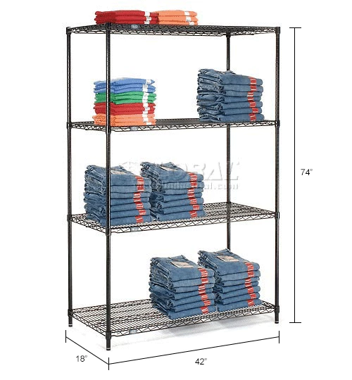 Nexel® Black Epoxy, 4 Tier, Wire Shelving Starter Unit, 42"W x 18"D x 74"H 18 Nexel® Black Epoxy, 4 Tier, Wire Shelving Starter Unit, 42"W x 18"D x 74"H - Image 18