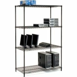 Nexel® Black Epoxy, 4 Tier, Wire Shelving Starter Unit, 42"W x 18"D x 74"H 22 Nexel® Black Epoxy, 4 Tier, Wire Shelving Starter Unit, 42"W x 18"D x 74"H -Shelving Sales Store B970163 03 3