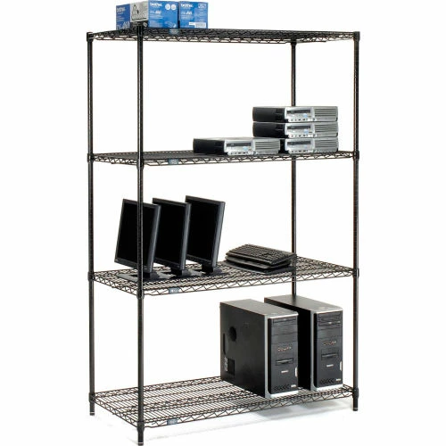 Nexel® Black Epoxy, 5 Tier, Wire Shelving Starter Unit, 36"W x 14"D x 74"H 4 Nexel® Black Epoxy, 5 Tier, Wire Shelving Starter Unit, 36"W x 14"D x 74"H - Image 4