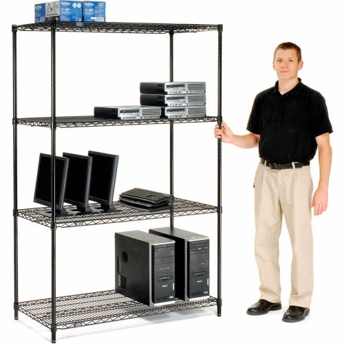 Nexel® Black Epoxy, 5 Tier, Wire Shelving Starter Unit, 72"W x 14"D x 86"H 12 Nexel® Black Epoxy, 5 Tier, Wire Shelving Starter Unit, 72"W x 14"D x 86"H - Image 12