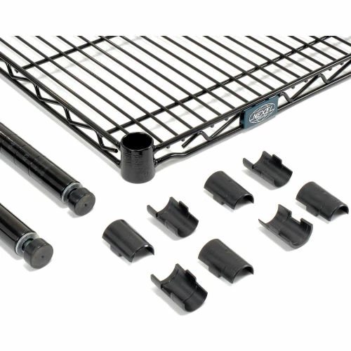 Nexel® Black Epoxy, 4 Tier, Wire Shelving Add-On Unit, 48"W x 24"D x 86"H 4 Nexel® Black Epoxy, 4 Tier, Wire Shelving Add-On Unit, 48"W x 24"D x 86"H - Image 4