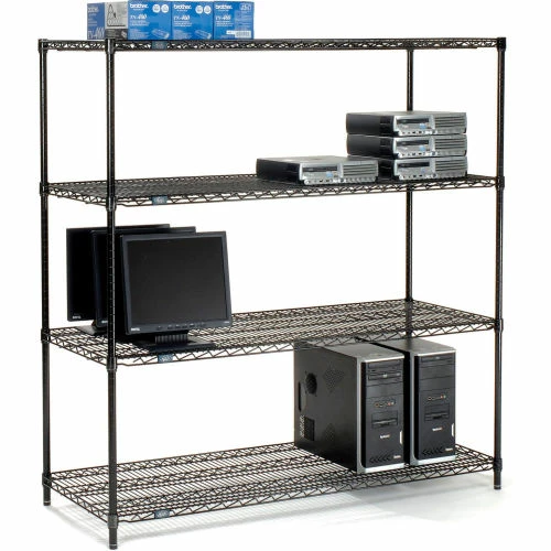 Nexel® Black Epoxy, 4 Tier, Wire Shelving Starter Unit, 54"W x 14"D x 54"H 2 Nexel® Black Epoxy, 4 Tier, Wire Shelving Starter Unit, 54"W x 14"D x 54"H - Image 2