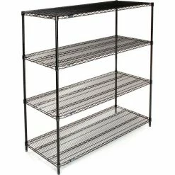 Nexel® Black Epoxy, 4 Tier, Wire Shelving Starter Unit, 54"W x 24"D x 74"H 23 Nexel® Black Epoxy, 4 Tier, Wire Shelving Starter Unit, 54"W x 24"D x 74"H -Shelving Sales Store B970175 02