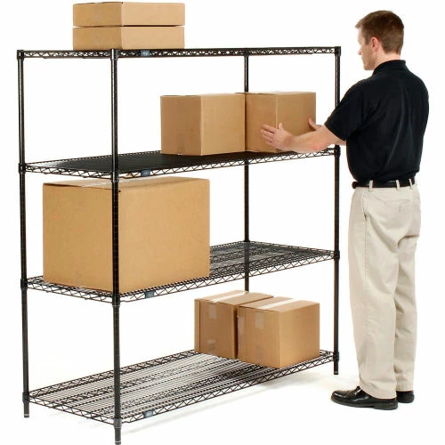 Nexel® Black Epoxy, 4 Tier, Wire Shelving Starter Unit, 54"W x 14"D x 54"H 4 Nexel® Black Epoxy, 4 Tier, Wire Shelving Starter Unit, 54"W x 14"D x 54"H - Image 4