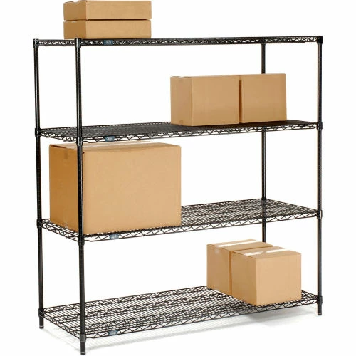 Nexel® Black Epoxy, 4 Tier, Wire Shelving Starter Unit, 54"W x 24"D x 74"H 6 Nexel® Black Epoxy, 4 Tier, Wire Shelving Starter Unit, 54"W x 24"D x 74"H - Image 6