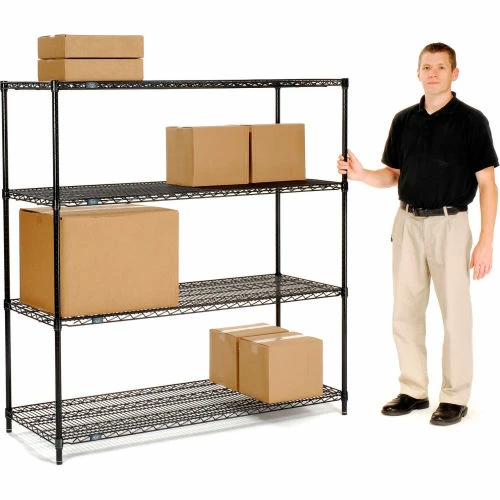 Nexel® Black Epoxy, 4 Tier, Wire Shelving Starter Unit, 54"W x 24"D x 74"H 7 Nexel® Black Epoxy, 4 Tier, Wire Shelving Starter Unit, 54"W x 24"D x 74"H - Image 7