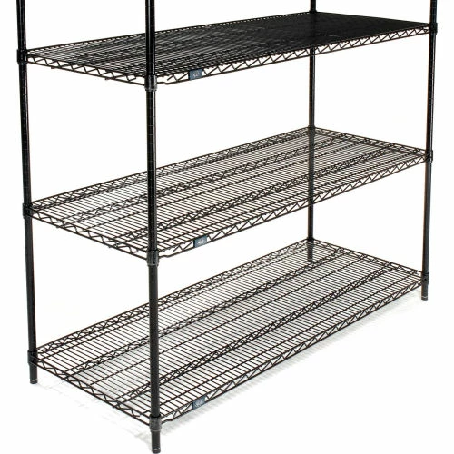 Nexel® Black Epoxy, 4 Tier, Wire Shelving Starter Unit, 54"W x 14"D x 63"H 8 Nexel® Black Epoxy, 4 Tier, Wire Shelving Starter Unit, 54"W x 14"D x 63"H - Image 8