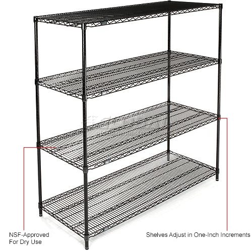 Nexel® Black Epoxy, 4 Tier, Wire Shelving Starter Unit, 54"W x 24"D x 74"H 15 Nexel® Black Epoxy, 4 Tier, Wire Shelving Starter Unit, 54"W x 24"D x 74"H - Image 15