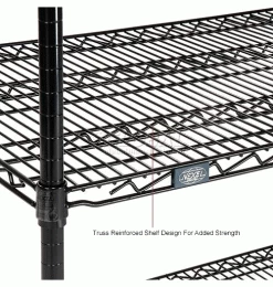 Nexel® Black Epoxy, 4 Tier, Wire Shelving Starter Unit, 54"W x 24"D x 74"H 36 Nexel® Black Epoxy, 4 Tier, Wire Shelving Starter Unit, 54"W x 24"D x 74"H -Shelving Sales Store B970175 3wco