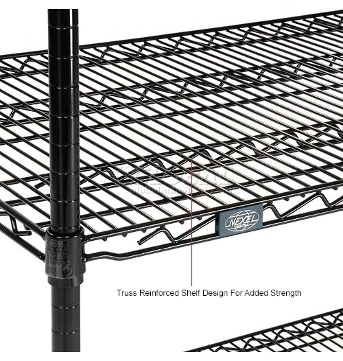 Nexel® Black Epoxy, 4 Tier, Wire Shelving Starter Unit, 54"W x 24"D x 74"H 16 Nexel® Black Epoxy, 4 Tier, Wire Shelving Starter Unit, 54"W x 24"D x 74"H - Image 16