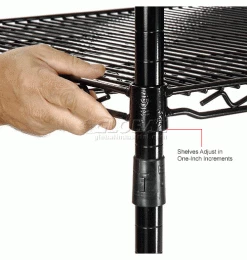 Nexel® Black Epoxy, 4 Tier, Wire Shelving Starter Unit, 54"W x 24"D x 74"H 38 Nexel® Black Epoxy, 4 Tier, Wire Shelving Starter Unit, 54"W x 24"D x 74"H -Shelving Sales Store B970175 5wco