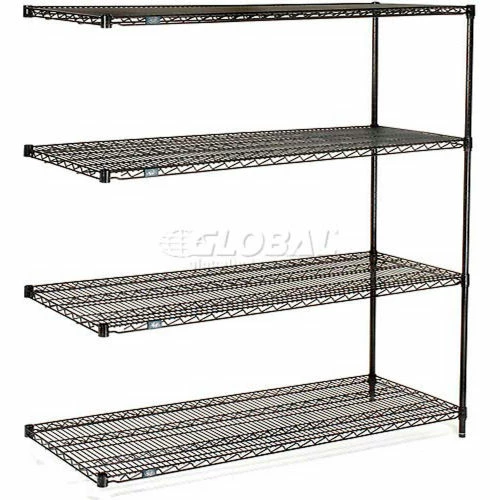 Nexel® Black Epoxy, 4 Tier, Wire Shelving Add-On Unit, 60"W x 24"D x 86"H 1 Nexel® Black Epoxy, 4 Tier, Wire Shelving Add-On Unit, 60"W x 24"D x 86"H
