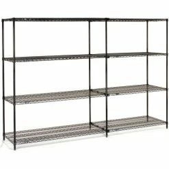 Nexel® Black Epoxy, 4 Tier, Wire Shelving Add-On Unit, 60"W x 18"D x 86"H 15 Nexel® Black Epoxy, 4 Tier, Wire Shelving Add-On Unit, 60"W x 18"D x 86"H -Shelving Sales Store B970186 06 2