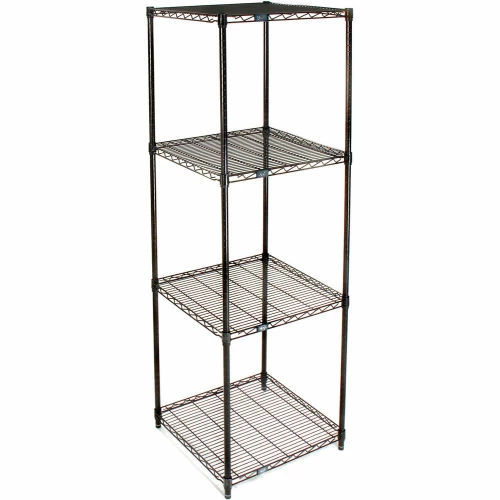 Nexel® Black Epoxy, 4 Tier, Wire Shelving Starter Unit, 24"W x 24"D x 74"H 2 Nexel® Black Epoxy, 4 Tier, Wire Shelving Starter Unit, 24"W x 24"D x 74"H - Image 2