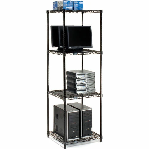 Nexel® Black Epoxy, 4 Tier, Wire Shelving Starter Unit, 24"W x 24"D x 86"H 3 Nexel® Black Epoxy, 4 Tier, Wire Shelving Starter Unit, 24"W x 24"D x 86"H - Image 3