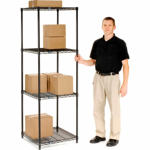 Nexel® Black Epoxy, 4 Tier, Wire Shelving Starter Unit, 24"W x 24"D x 74"H 4 Nexel® Black Epoxy, 4 Tier, Wire Shelving Starter Unit, 24"W x 24"D x 74"H - Image 4