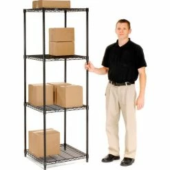 Nexel® Black Epoxy, 4 Tier, Wire Shelving Starter Unit, 24"W x 24"D x 86"H 15 Nexel® Black Epoxy, 4 Tier, Wire Shelving Starter Unit, 24"W x 24"D x 86"H -Shelving Sales Store B970191 03