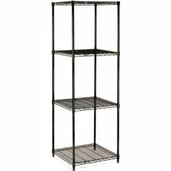 Nexel® Black Epoxy, 4 Tier, Wire Shelving Starter Unit, 24"W x 24"D x 86"H 16 Nexel® Black Epoxy, 4 Tier, Wire Shelving Starter Unit, 24"W x 24"D x 86"H -Shelving Sales Store B970191 04