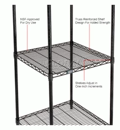 Nexel® Black Epoxy, 4 Tier, Wire Shelving Starter Unit, 24"W x 24"D x 74"H 30 Nexel® Black Epoxy, 4 Tier, Wire Shelving Starter Unit, 24"W x 24"D x 74"H -Shelving Sales Store B970191 2wco