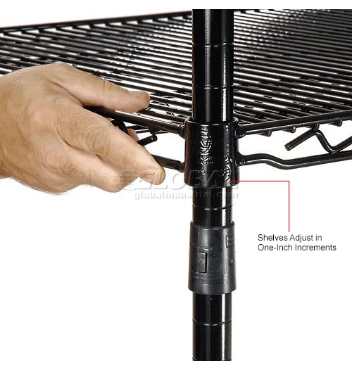 Nexel® Black Epoxy, 4 Tier, Wire Shelving Starter Unit, 24"W x 24"D x 74"H 15 Nexel® Black Epoxy, 4 Tier, Wire Shelving Starter Unit, 24"W x 24"D x 74"H - Image 15