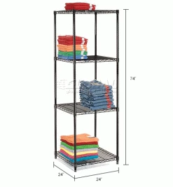 Nexel® Black Epoxy, 4 Tier, Wire Shelving Starter Unit, 24"W x 24"D x 74"H 34 Nexel® Black Epoxy, 4 Tier, Wire Shelving Starter Unit, 24"W x 24"D x 74"H -Shelving Sales Store B970191 dim