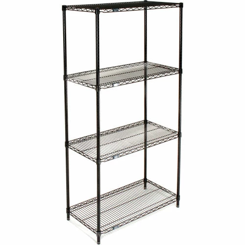 Nexel® Black Epoxy, 4 Tier, Wire Shelving Starter Unit, 30"W x 24"D x 74"H 2 Nexel® Black Epoxy, 4 Tier, Wire Shelving Starter Unit, 30"W x 24"D x 74"H - Image 2