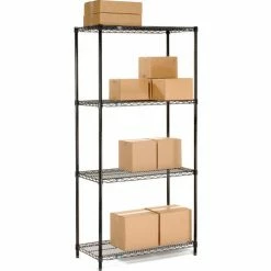 Nexel® Black Epoxy, 4 Tier, Wire Shelving Starter Unit, 30"W x 24"D x 74"H 22 Nexel® Black Epoxy, 4 Tier, Wire Shelving Starter Unit, 30"W x 24"D x 74"H -Shelving Sales Store B970214 14 1