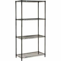 Nexel® Black Epoxy, 4 Tier, Wire Shelving Starter Unit, 36"W x 24"D x 74"H 24 Nexel® Black Epoxy, 4 Tier, Wire Shelving Starter Unit, 36"W x 24"D x 74"H -Shelving Sales Store B970214 16
