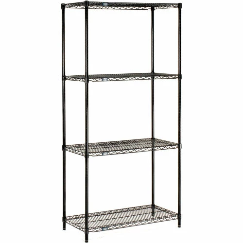 Nexel® Black Epoxy, 4 Tier, Wire Shelving Starter Unit, 36"W x 24"D x 74"H 6 Nexel® Black Epoxy, 4 Tier, Wire Shelving Starter Unit, 36"W x 24"D x 74"H - Image 6