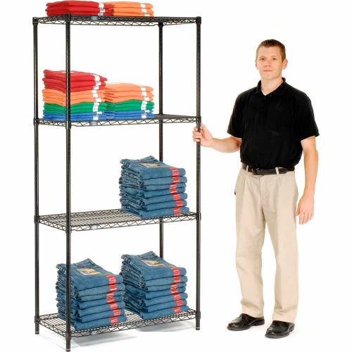 Nexel® Black Epoxy, 4 Tier, Wire Shelving Starter Unit, 36"W x 24"D x 74"H 11 Nexel® Black Epoxy, 4 Tier, Wire Shelving Starter Unit, 36"W x 24"D x 74"H - Image 11