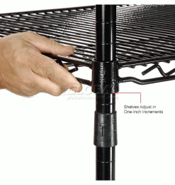 Nexel® Black Epoxy, 4 Tier, Wire Shelving Starter Unit, 30"W x 24"D x 74"H 34 Nexel® Black Epoxy, 4 Tier, Wire Shelving Starter Unit, 30"W x 24"D x 74"H -Shelving Sales Store B970214 5wco 1