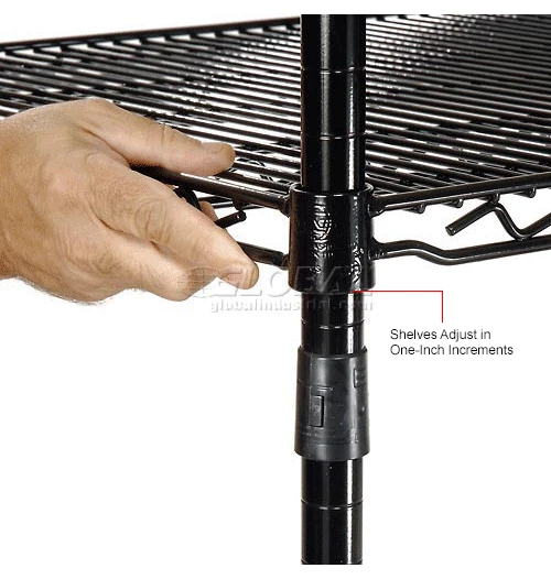 Nexel® Black Epoxy, 4 Tier, Wire Shelving Starter Unit, 30"W x 24"D x 74"H 16 Nexel® Black Epoxy, 4 Tier, Wire Shelving Starter Unit, 30"W x 24"D x 74"H - Image 16