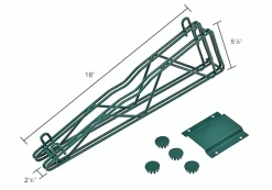 Nexel® Poly-Green® Double Arm Fixed Wall Bracket, 18" 15 Nexel® Poly-Green® Double Arm Fixed Wall Bracket, 18" -Shelving Sales Store DAB18GZIN dim