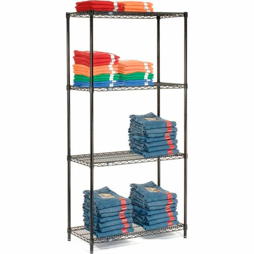 Nexel® Black Epoxy, 4 Tier, Wire Shelving Starter Unit, 36"W x 14"D x 54"H 1 Nexel® Black Epoxy, 4 Tier, Wire Shelving Starter Unit, 36"W x 14"D x 54"H