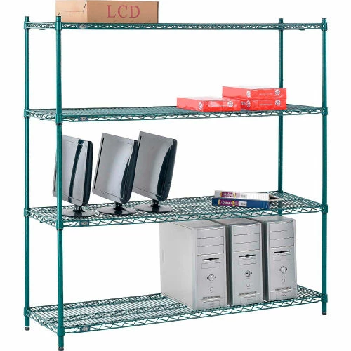 Nexel® Poly-Green®, 4 Tier, Wire Shelving Starter Unit, 60"W x 14"D x 63"H 20 Nexel® Poly-Green®, 4 Tier, Wire Shelving Starter Unit, 60"W x 14"D x 63"H - Image 20