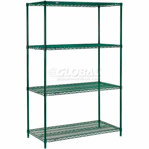 Nexel® Poly-Green®, 4 Tier, Wire Shelving Starter Unit, 48"W x 24"D x 63"H 25 Nexel® Poly-Green®, 4 Tier, Wire Shelving Starter Unit, 48"W x 24"D x 63"H - Image 25