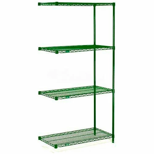 Nexel® Poly-Green®, 4 Tier, Wire Shelving Add-On Unit, 48"W x 24"D x 74"H 1 Nexel® Poly-Green®, 4 Tier, Wire Shelving Add-On Unit, 48"W x 24"D x 74"H