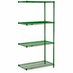 Nexel® Poly-Green®, 4 Tier, Wire Shelving Add-On Unit, 42"W x 18"D x 86"H