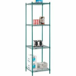 Nexel® Poly-Green®, 4 Tier, Wire Shelving Starter Unit, 24"W x 21"D x 86"H -Shelving Sales Store GLA 21248GZ