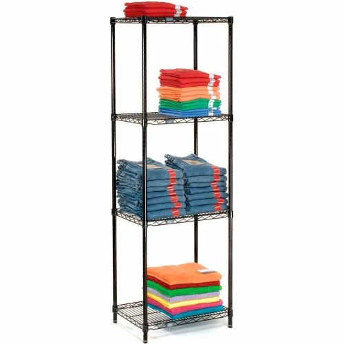 Nexel® Black Epoxy, 4 Tier, Wire Shelving Starter Unit, 48"W x 21"D x 86"H 1 Nexel® Black Epoxy, 4 Tier, Wire Shelving Starter Unit, 48"W x 21"D x 86"H