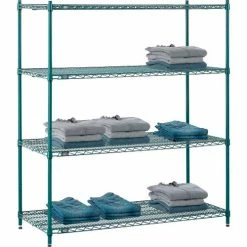 Nexel® Poly-Green®, 4 Tier, Wire Shelving Starter Unit, 54"W x 24"D x 54"H 39 Nexel® Poly-Green®, 4 Tier, Wire Shelving Starter Unit, 54"W x 24"D x 54"H -Shelving Sales Store GLA 24545GZ