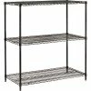 Nexel® Black Epoxy, 3 Tier, Wire Shelving Starter Unit, 48"W x 14"D x 34"H