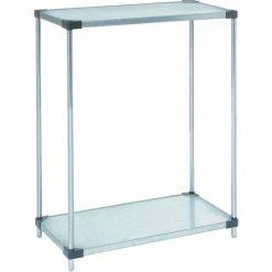 Nexel® Galvanized Steel, 2 Tier, Solid Shelving Starter Unit, 24"Wx18"Dx34"H