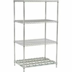 Nexel® Nexelon®, 4 Tier, Wire Shelving Unit, 1 Heavy Duty Shelf, 24"W x 18"D x 63"H
