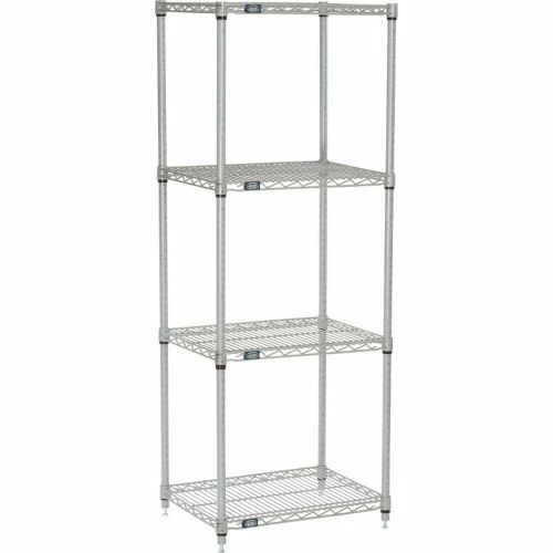 Nexel®, Nexelate®, Silver Epoxy, 5 Tier, Wire Shelving Starter Unit, 24"W x 18"D x 86"H 1 Nexel®, Nexelate®, Silver Epoxy, 5 Tier, Wire Shelving Starter Unit, 24"W x 18"D x 86"H