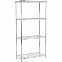 Nexel® Chrome, 5 Tier, Wire Shelving Starter Unit, 36"W x 18"D x 74"H
