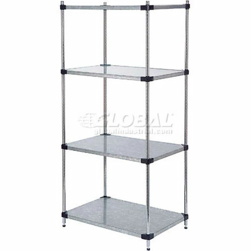 Nexel® Galvanized Steel, 5 Tier, Solid Shelving Starter Unit, 36"Wx18"Dx74"H 1 Nexel® Galvanized Steel, 5 Tier, Solid Shelving Starter Unit, 36"Wx18"Dx74"H