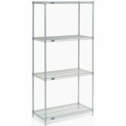 Nexel® Poly-Z-Brite®, 5 Tier, Wire Shelving Starter Unit, 48"W x 18"D x 86"H