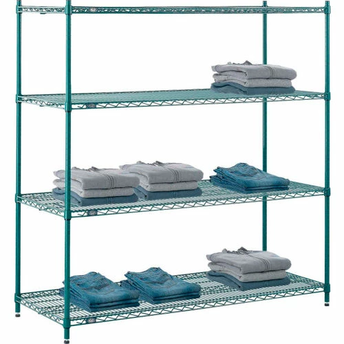 Nexel® Poly-Green®, 5 Tier, Wire Shelving Starter Unit, 54"W x 18"D x 86"H 1 Nexel® Poly-Green®, 5 Tier, Wire Shelving Starter Unit, 54"W x 18"D x 86"H